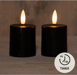 Anna's Collection LED Kerzen schwarz 2er Set mit Timer und realistischer Flamme