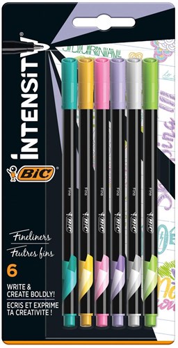BIC Fineliner Pastell - Intensity Filzstifte 6 Stück für Kinder