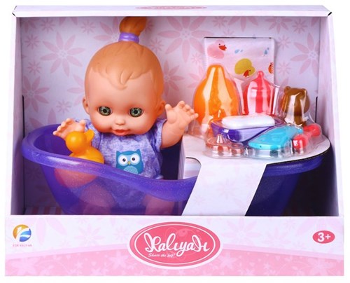 Puppenset Bad Spielzeug rosa - Puppe mit Badewanne und Zubehör