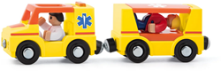 Woody Autoset Spielzeugauto für Eisenbahn Ambulanz mit Figuren