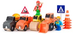 Woody Baufahrzeuge Holzspielzeug Set mit Zubehör