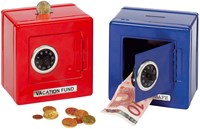 Goki Metall Tresor Spardose blau mit Zahlenschloss sicher Geld sparen-2