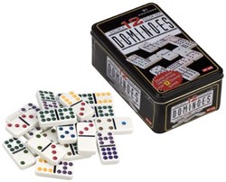 Longfield Games Domino Doppel 12 Spiel im Blech mit farbigen Punkten