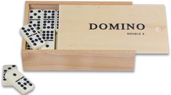 Angel Sports Domino Spiel Doppel 9 im Holzkästchen klassisches Spielzeug