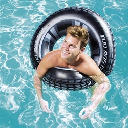 Bestway Schwimmring Mud Master - großer aufblasbarer Schwimmreifen 91 cm blau