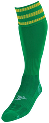 Precision Fußballsocken Junior grün/gold - 3 Stripe Pro Socken