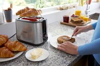 Philips Toaster Viva Edelstahl schwarz - 8 Stufen - breiter Schlitz