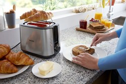 Philips Toaster Viva Edelstahl schwarz - 8 Stufen - breiter Schlitz