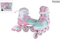 Inline Skates rosa grün verstellbar Größe 29-32 Kinderskates