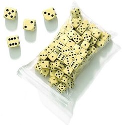 HOT Games Würfel 16 mm creme-weiß 100 Stück Kunststoff