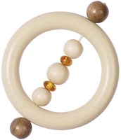 Heimess Beißring Bernstein Holzrassel für Babys - natürliches Spielzeug