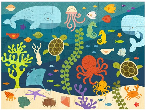 Petit Collage Bodenpuzzle Ozeanleben - Lernspielzeug für Kinder