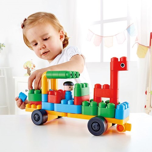 PolyM Bausteinset Fahrzeuge und Tiere - 41-teiliges Konstruktionsspielzeug