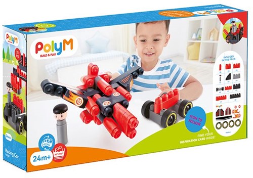 PolyM Rennwagen Bausteine Set 31-teilig Spielzeug-3