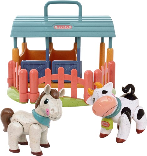 Tolo Spielzeug BIO First Friends Kuh und Pferd Stallset Lernspielzeug-2