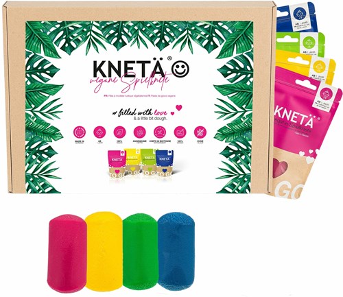 Kneta Knetmasse Set - Kreative Knete 4 Farben vegan 100g