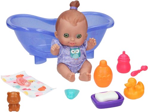 Puppenset Bad Spielzeug rosa - Puppe mit Badewanne und Zubehör-2