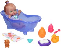 Puppenset Bad Spielzeug rosa - Puppe mit Badewanne und Zubehör-3