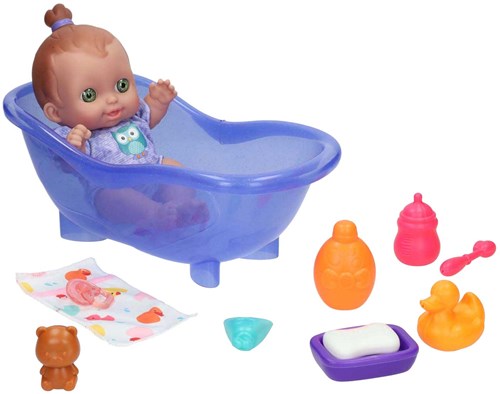 Puppenset Bad Spielzeug rosa - Puppe mit Badewanne und Zubehör-3