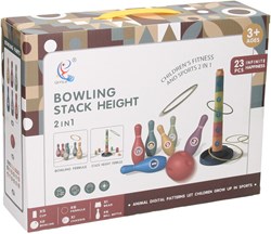 3in1 Spielzeugset Stapelturm Ringwurf und Bowling Multi Farben