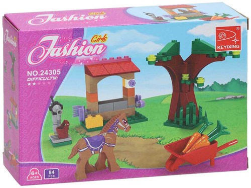 Lobbes Baukasten Pony Bauernhof Spielzeug - 79-teiliges Set für Kinder