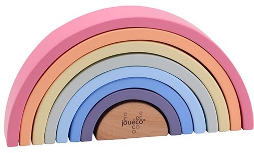 Jouéco Holz Regenbogen Spielzeug - 8-teilig - buntes Stapelspiel-3