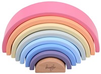 Jouéco Holz Regenbogen Spielzeug - 8-teilig - buntes Stapelspiel