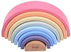 Jouéco Holz Regenbogen Spielzeug - 8-teilig - buntes Stapelspiel