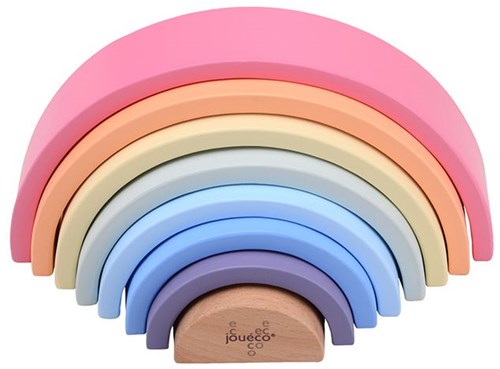 Jouéco Holz Regenbogen Spielzeug - 8-teilig - buntes Stapelspiel