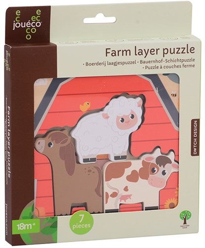 Jouéco Holz Bauernhof Puzzle mit Schichten Lernspielzeug-3