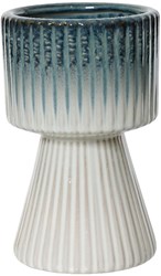 Decoris Blumentopf Keramik Blau-Weiß Ø12x19,5cm Dekoration