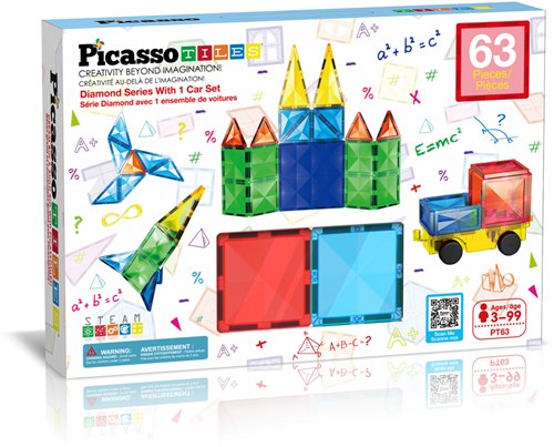 Picasso Tiles Magnetisches Bauset Diamond Series 63-teilig - Lernspielzeug
