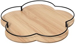 Decoris Bambus Tablett Blume - rundes Serviertablett 32cm braun