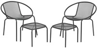 Decoris Balkonset Gartenmöbel anthrazit mit Stühlen und Fußbank