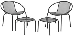 Decoris Balkonset Gartenmöbel anthrazit mit Stühlen und Fußbank
