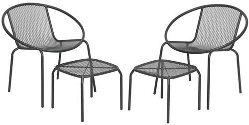 Decoris Balkonset Gartenmöbel anthrazit mit Stühlen und Fußbank