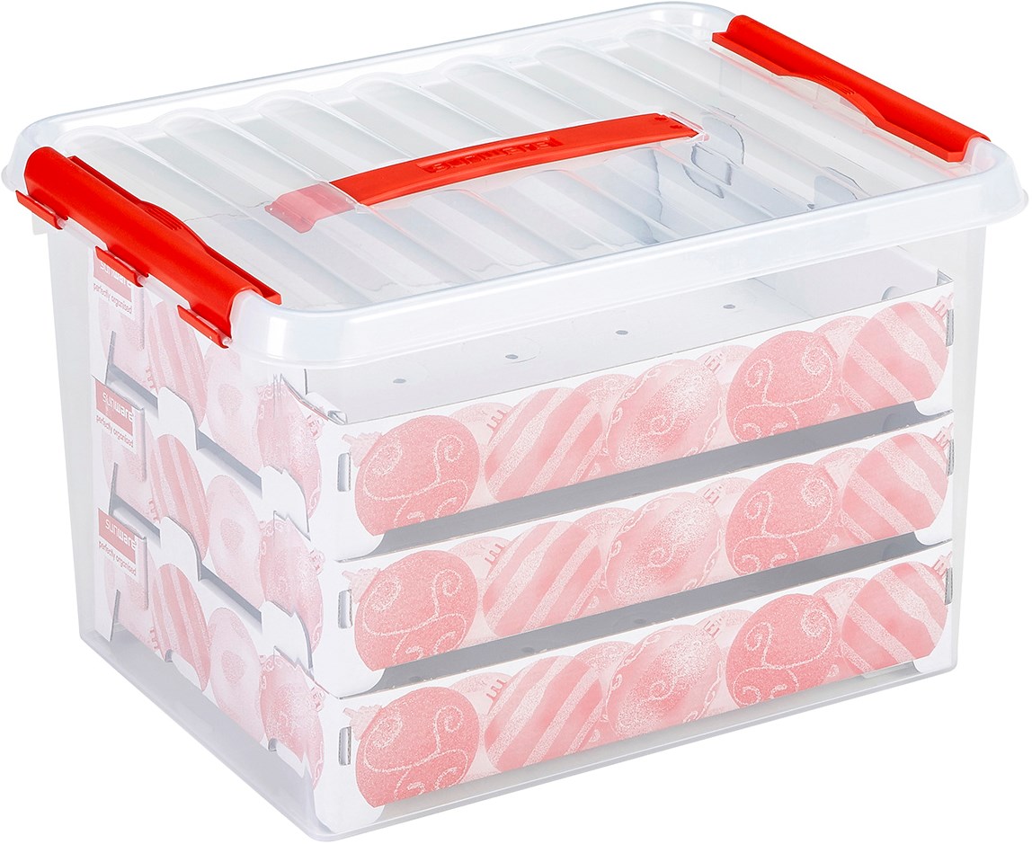 Sunware Aufbewahrungsbox Q-line Weihnachtskugeln 22L - Transparent Rot