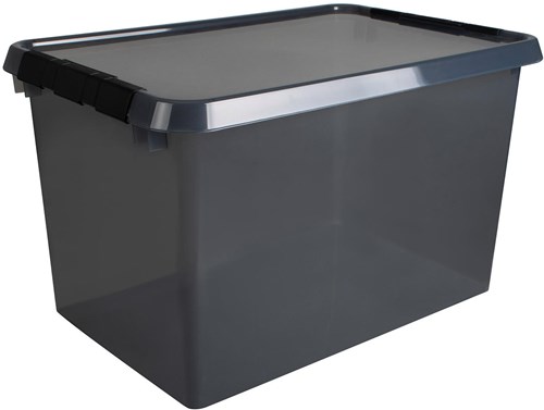 Aufbewahrungsbox Comfortline grau schwarz 62L Kunststoff mit Clipverschluss