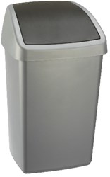 Sunware Mülleimer Delta 50L mit Schwingdeckel silbergrau Kunststoff