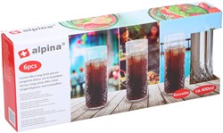 Alpina Longdrnkglas kristal  400ml set 6 stuks PS onbreekbaa
