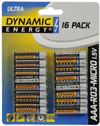 AAA Batterien Zink-Kohle 16 Stück Dynamic Energy - starke Energie
