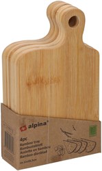 Alpina Bamboe serveerplank 11,5x18x5cm set 4 stuks