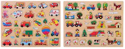 Johntoy Holz-Knopf-Puzzle Bauernhof Lernspielzeug 45x35cm