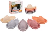 Johntoy Bioplastik Badebootchen Happy World 5 Stück stapelbares Spielzeug