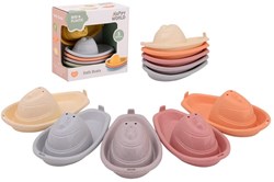 Johntoy Bioplastik Badebootchen Happy World 5 Stück stapelbares Spielzeug