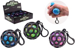 Johntoy Glitterball Schlüsselanhänger - sechseckiger Squeeze Ball 3-fach sortiert