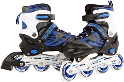 Verstellbare Inline Skates blau schwarz Aluminiumrahmen Größe 35-38 Kinder Skates