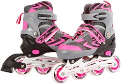 Inline Skates rosa/grau verstellbar Aluminiumrahmen Größe 35-38 Kinderskates