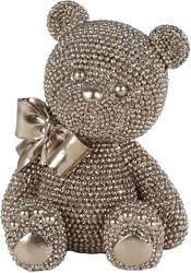 Teddybaer Skulptur gold Polystone Dekoration 10x8x13cm
