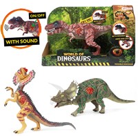 Bewegliche Dinosaurier Spielzeug mit Sound - Dino Figur braun - World of Dinosaurs
